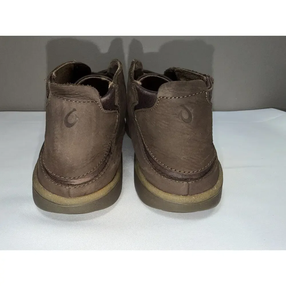 OluKai Loli'i Puki Men's 10.5 Brown Suede Lace-Up Chukka Ankle Sneakers Boots